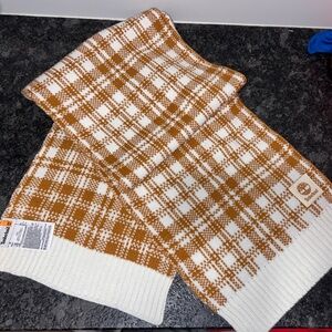 Timberland White and Brown Plaid Scarf